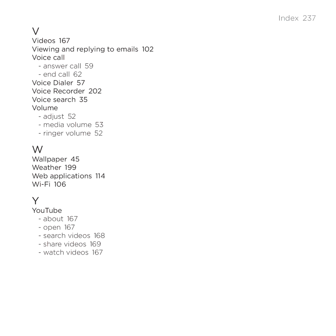 HTC PB00100 user manual Index  